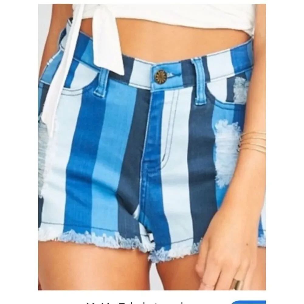 Show Me Your MuMu Toledo Tear Drop Striped Shorts Women’s 29
